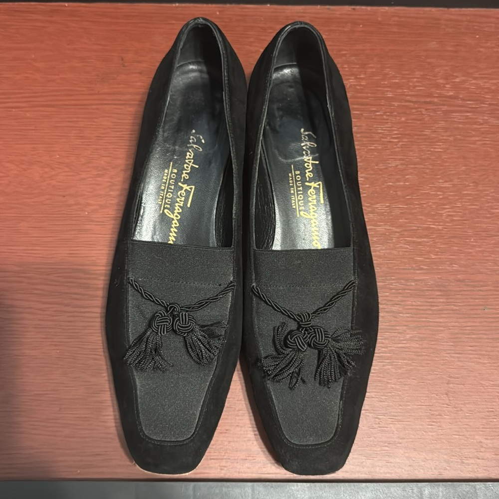Salvadore Ferragamo Black Tassel Loafers